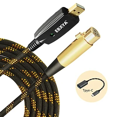 Imagen de Cable USB XLR EBXYA a hembra Convertidor de enlace micrófono 3m/10 pies para grabación música computadora