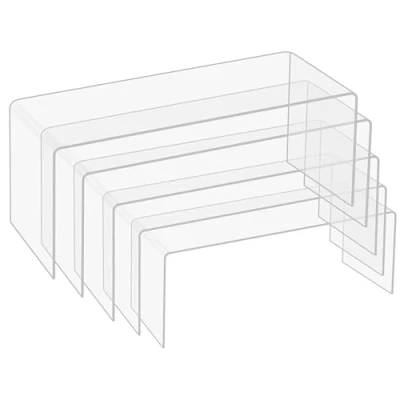 Imagen de BELLE VOUS Pack de 5 Expositor Metacrilato Transparente Peanas para Figuras en Tamaños Diferentes Repisas y Encimeras Pedestal Joyas, Figuras, Cupcakes Postres
