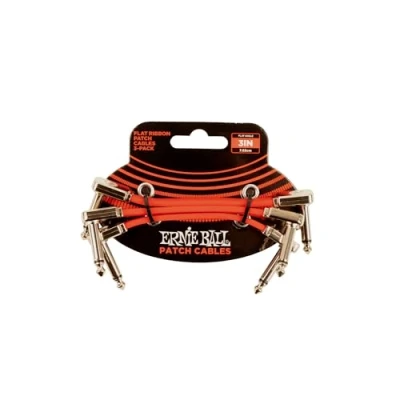 Imagen de Ernie Ball Cable de conexión plano para pedales, 7,6 cm, 3 unidades, color rojo