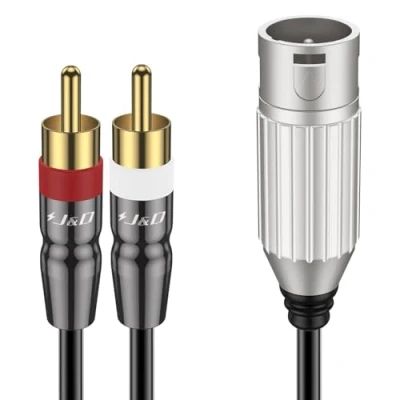 Imagen de J&amp;D Cable Divisor de Doble RCA a XLR, Desequilibrado XLR Macho Estéreo Interconexión Audio PVC Shelled al Adaptador para Altavoz Mic Mezclador AMP, 1,8 m