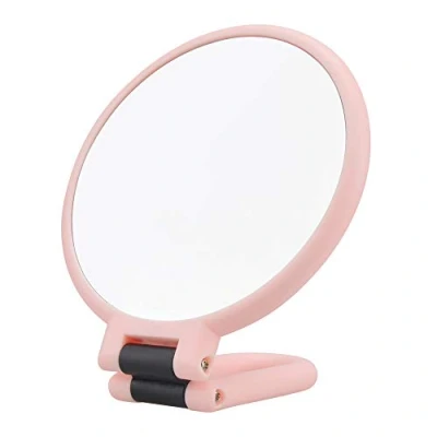 Imagen de Espejo Maquillaje de Mano con Plegable Mango Espejos Vanidad Doble Cara Aumento 1X/5X Niña Mujer Bolso Bolsillo Sobremesa Viaje Portatil Pequeño Makeup Hand Mirror Vanity Magnifying Redondo (Rosa)