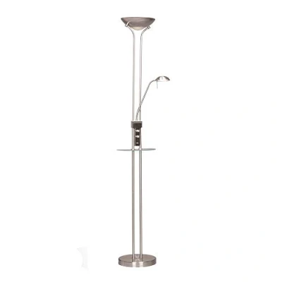 Imagen de wonderlamp Lámpara de pie LED Olimpia (18W+5W). Brazo flexible para lectura. Luz regulable repisa cristal y cargador USB, W A000136