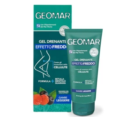 Imagen de GEOMAR GEL Drenante de Efecto Frío, contra los Inestetismos la Celulitis, proporciona piernas ligeras, Ingredientes 95% Origen Natural, Made in Italy, 200 ml