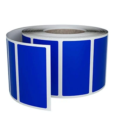Imagen de Royal Green Rollo de 500 Etiquetas Adhesivas Azules Rectangulares (4cm x 1,9cm) Pegatinas para Escribir en Superficie (40mm 19mm)