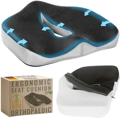 Imagen de RICOO Cojin Silla Oficina Elevador Asiento Ortopedico Cojín para Sentarse ergonomico SK U0110 Despacho Terapeutico Acolchado Espalda Coxis