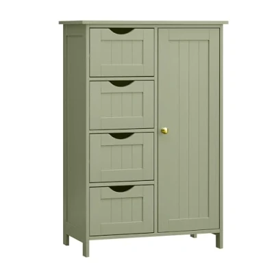 Imagen de VASAGLE Armario de baño Estrecho con 4 cajones, Estante Ajustable, 30 x 55 82 cm, Color Verde Bosque LHC041C02