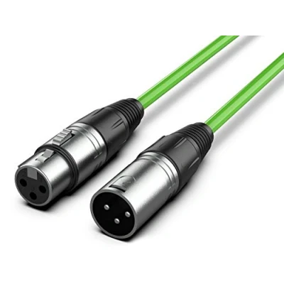 Imagen de Audibax Silver Cable XLR Macho a Hembra Longitud 3 Metros Conectores OFC de Alta Transmisión Señal Recubrimiento PVC Máximo Aislamiento Diámetro 6 mm Color Verde