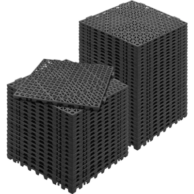 Imagen de VEVOR Loseta de PVC Losetas Autoventiladas 50 PCS Baldosa Clip Calada para Suelo 30x30x1,5 cm Jardín Enclavamiento Drenaje Rápido Interior Exterior Terraza Cocina Spa Baño, Negro