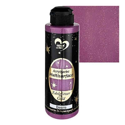 Imagen de Ideen mit Herz Pintura acrílica Multisurface con purpurina noble universal a base de agua brillo dorado 180 ml (morado)