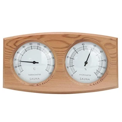 Imagen de Compras Locas Termómetro para Sauna, termohigrómetro de Madera 2 en 1 higrómetro Sala Sauna Accesorios Vapor,Termómetro