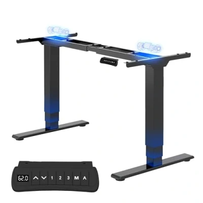 Imagen de FLEXISPOT EC5B Escritorio Elevable Eléctrico, Capacidad de Peso 160 KG, Pie con Altura Ajustable, Standing Desk, Acero Sólido 4 Botones Memoria, 2 Motores, 3 Etapas