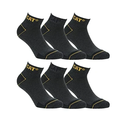 Imagen de Caterpillar Calcetines de trabajo Algodón para hombres, reforzados en el talón y la punta, (Gris, 47 50), 6 Pares