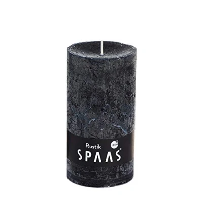 Imagen de Spaas 6 Unscented Rustic Pillar Candles 70/130 mm, ± 60 Hours Black Velas Perfume Horas, Color Negro, Cera de parafina, 7 cm,