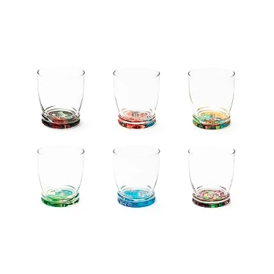Imagen de Excelsa Kimono Juego de 6 vasos con fondo decorado, 340 ml, diámetro 8 cm, cristal