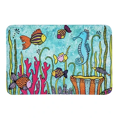 Imagen de Wenko Alfombra de baño Rollin&#039;Art Full Bloom, Alfombrilla, Motivo Marino, Superficie Aterciopelada y Reverso Antideslizante, Apta para calefacción por Suelo Radiante, 100% poliéster, 45 x 70 cm