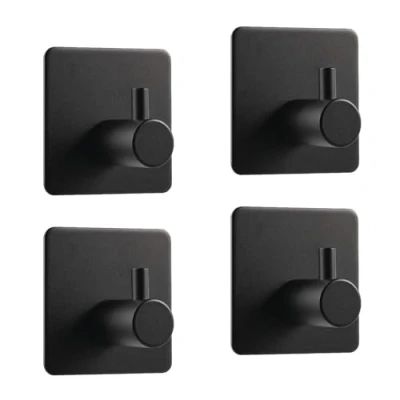 Imagen de KJLEEN 4pcs Colgador Toalla Baño de Acero Inoxidable Ganchos Adhesivo sin Taladro Cuelga para Cocina Perchero Gancho Negro Colgar Abrigo Toallero Ropa