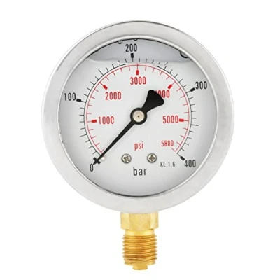 Imagen de Manómetros, 0 400BAR 5800PSI G1/4 63mm Dial Aire Manómetro De Agua Hidráulico Medidor Con Caja Metal 1/4&quot;Npt Montaje Inferior