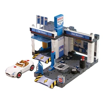 Imagen de Theo Klein 8647 Estación de Servicio Car Service, con Tren Lavado y Plataforma elevadora Regulable, Incluye Coche Desmontable, Medidas 41 cm x 39 29 cm, Juguete para niños a Partir 3 años