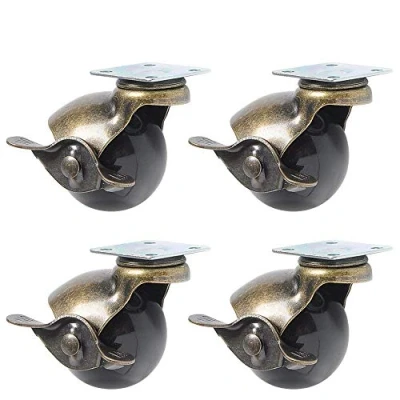 Imagen de JIAN YA NA 4Pcs Rueda giratoria de bola Freno en forma para servicio pesado patas muebles (1.5 pulgadas(40 mm) con freno)