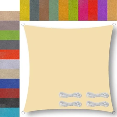 Imagen de Ufamiluk Vela de Sombra Beige Impermeable Exterior Protección Solar 180g/m² Densidad toldos Triangular para terraza Jardin Patio jardín 1.5x3m Rectangular