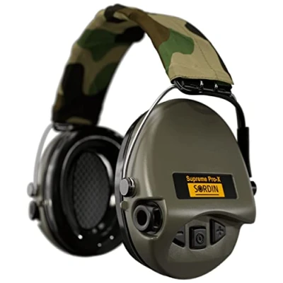 Imagen de Sordin PRO X 75302 G S Protectores auditivos electrónicos, incluye almohadilla de gel, copas verdes camuflaje