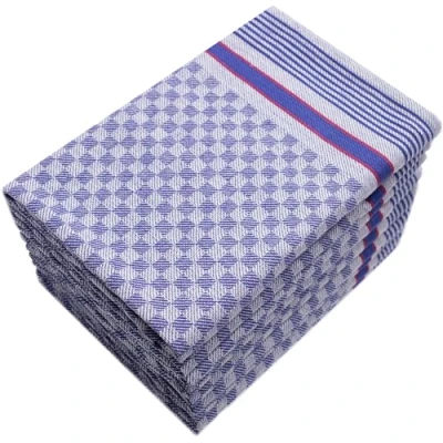 Imagen de ZOLLNER 10 Trapos de Cocina Grandes, algodón, 50x100 cm, a Cuadros Azules