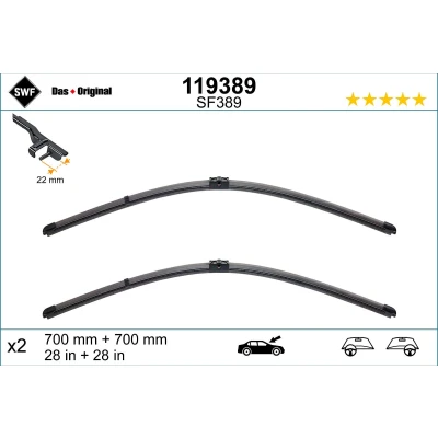 Imagen de Limpiaparabrisas Swf Visioflex 119389 delante Sin marco PEUGEOT: 407 Berlina, SW, SW Furgón / Familiar, MERCEDES BENZ: Clase S Berlina
