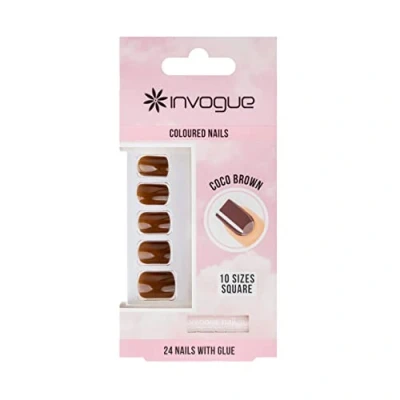 Imagen de Invogue Coco Brown Square Nails (24 Pieces)