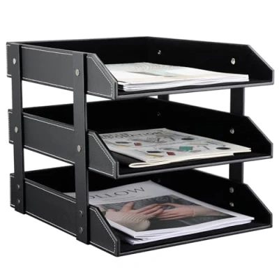 Imagen de KINGFOM TM Bandeja Correo A4 pie (Negro, 3 Schubladen)