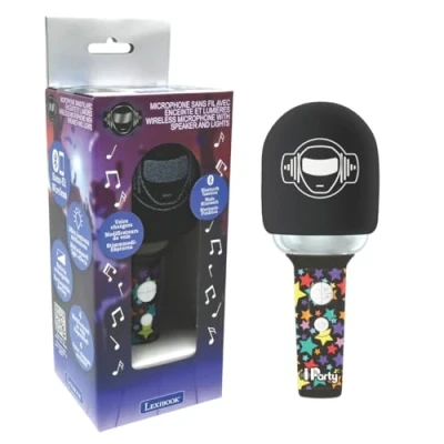 Imagen de Lexibook, iParty, Micrófono inalámbrico con Altavoz, 4 modificadores de Voz, Efectos luz Multicolor, Batería Recargable (MIC280)