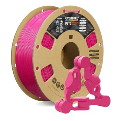 Imagen de OVERTURE PETG filamento 1.75mm, para impresora 3D, de 1kg (2.2 lbs), precisión dimensional +/ 0.02 mm, compatible con la mayoría impresoras FDM (Magenta)
