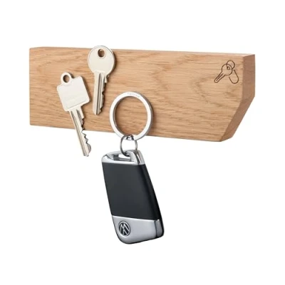 Imagen de TROIKA HOLZWEG Tablero para llaves con fuerte efecto magnético Los imanes sostienen hasta 3 llaveros Incluye cinta adhesiva de doble cara fijación Madera roble marrón original,