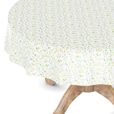 Imagen de mantel de hule lavable, jardín, rectangular, redondo, ovalado, 120 cm, borde corte, flores