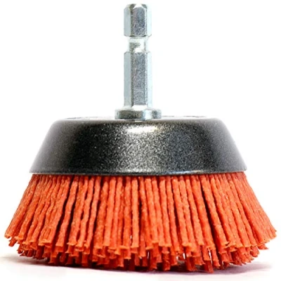 Imagen de S&amp;R Cepillo de Copa Nylon 65 mm AGRESIVO para madera y metal Cepillos Taladros Amoladoras con Vástago hexagonal 1/4 &quot; (6.35 mm)
