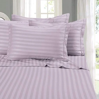 Imagen de Lujoso juego de sábanas Elegant Comfort 6 piezas. El mejor, más agradable y suave cama. Tejido antiarrugas 1500 hilos calidad egipcia, alto especial, diseño Damasco a rayas