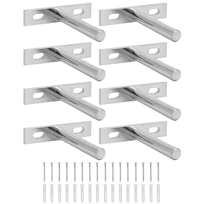 Imagen de QWORK 8 Piezas Soportes Estantería Invisible 75mm Hierro Macizo para Estante de Madera y Decoraciones Pared