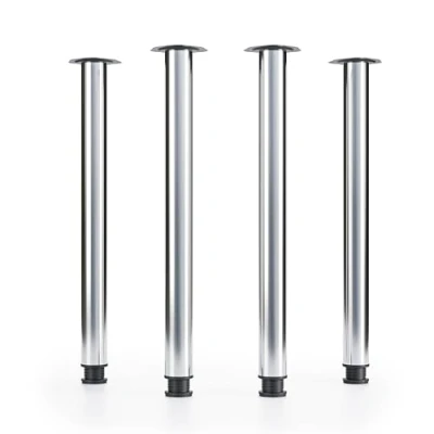 Imagen de ATM® Juego de 4 patas mesa metal cromado, diámetro 60 mm, altura 710 escritorio, muebles y acero, ajustables para muebles, 74,5 cm