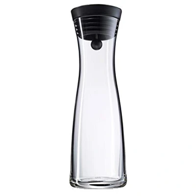 Imagen de WMF Basic Botella de Agua Cristal 1 litro, Sistema Cierre Close Up, Tapa Silicona, Negro
