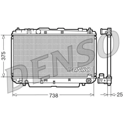 Imagen de DENSO DRM50021 Radiador, refrigeración del motor Aluminio 738mm 375mm 25mm TOYOTA: RAV4 II SUV (XA20) 2.0 D 4WD 2001 2005