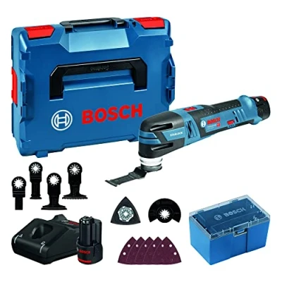 Imagen de Bosch Professional 12V System GOP 28 Multiherramienta a batería (Starlock, 12 accesorios, 2 baterías x 3.0 Ah, en L BOXX)