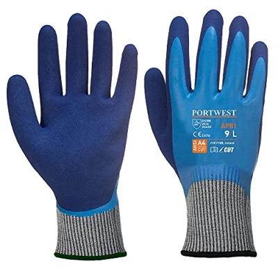 Imagen de Portwest Guante Anti Corte Liquid Pro Hr, Tamaño: L, Color: Azul, AP81B4RL