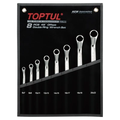 Imagen de Juego de llaves anillo TOPTUL 8Stk 8x9 10x11 12x13 14x15 16x17 18x19 20x22mm