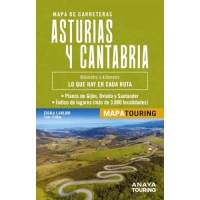 Imagen de Mapa de carreteras Asturias y Cantabria (desplegable), escala 1:340.000 (Mapa Touring)