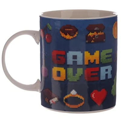 Imagen de Puckator Taza de té y café porcelana Game Over Accesorios divertidos para el hogar Regalos lindos novia tazas grandes hombres mujeres bebidas calientes Lindas regalo