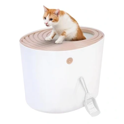 Imagen de Iris Ohyama Arenero Gato Cubierto con Pala, hasta 7kg, Blanco/Beige, Caixa de areia para Gatos, Caja, Gatos Grandes y pequeños, Cerrado, Cagadero, WC, Libre BPA, Cat Litter Box, PUNT 530