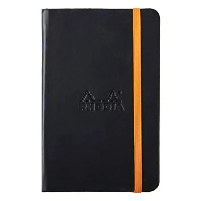 Imagen de RHODIA 118642C Carnet Rigide Noir A6 Ligné 192 pages Papier Clairefontaine Ivoire 90 g/m² Marque Page, Fermeture Élastique Couverture Simili Cuir Collection Rhodiarama