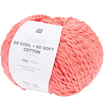 Imagen de Rico Design Creative So Cool + Soft Cotton Chunky Ovillo de lana (100 g, aprox. 100 m), color melón