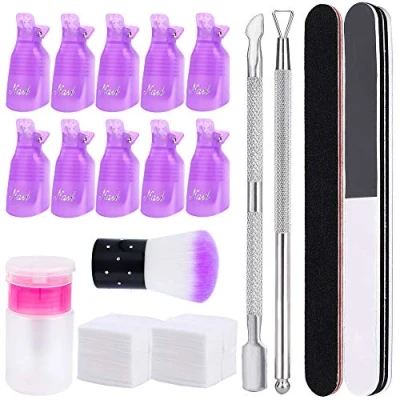 Imagen de Kit de Uñas Removedor el Esmalte Reutilizable Herramientas para Incluir Clip Removedor, Lima Uñas, Cepillo Raspador, Empujador Cutículas