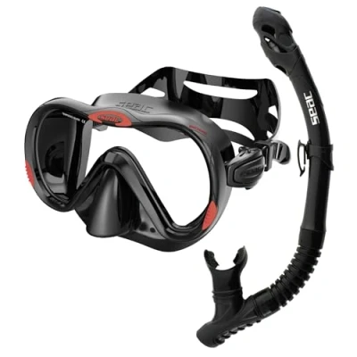 Imagen de SEAC Set bis Boss Dry, de Silicona para Buceo y Snorkel con Máscara Sistema Dry Top Válvula Purga