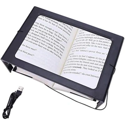 Imagen de GIFTZU Lupa Profesional con 12 aumentos de luz LED 3X Ayuda Lectura para Personas Mayores Soporte Plegable Rectangular A4 Lente asistida Manos Libres Libros Ma